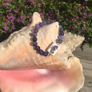 Handmade Crackle Purple Glass Agate Seahorse Bracelet